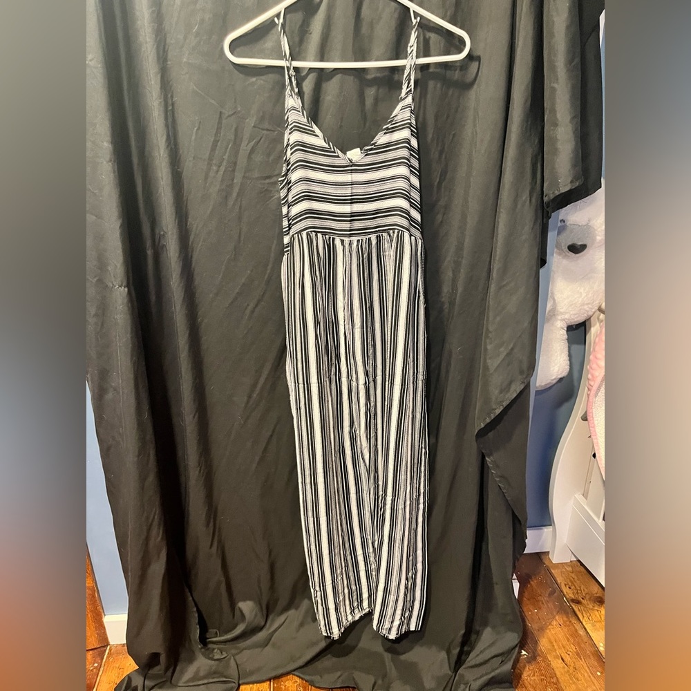 Black and white striped maxi dress